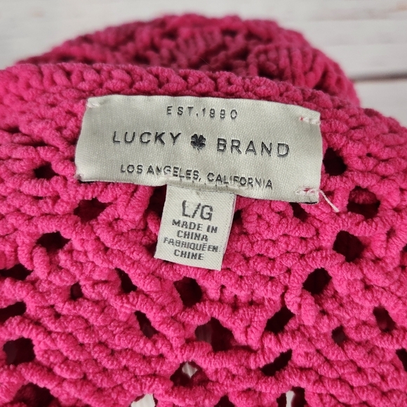 LUCKY BRAND Pink Pointelle Chenille Sweater (L) - Picture 5 of 7